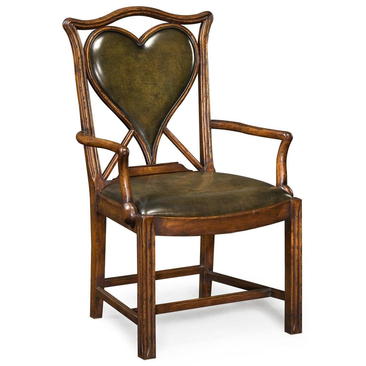 Jonathan Charles Armchair Heart Playing Card in English Green Leather