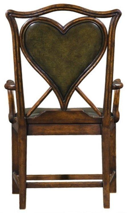 Jonathan Charles Armchair Heart Playing Card in English Green Leather