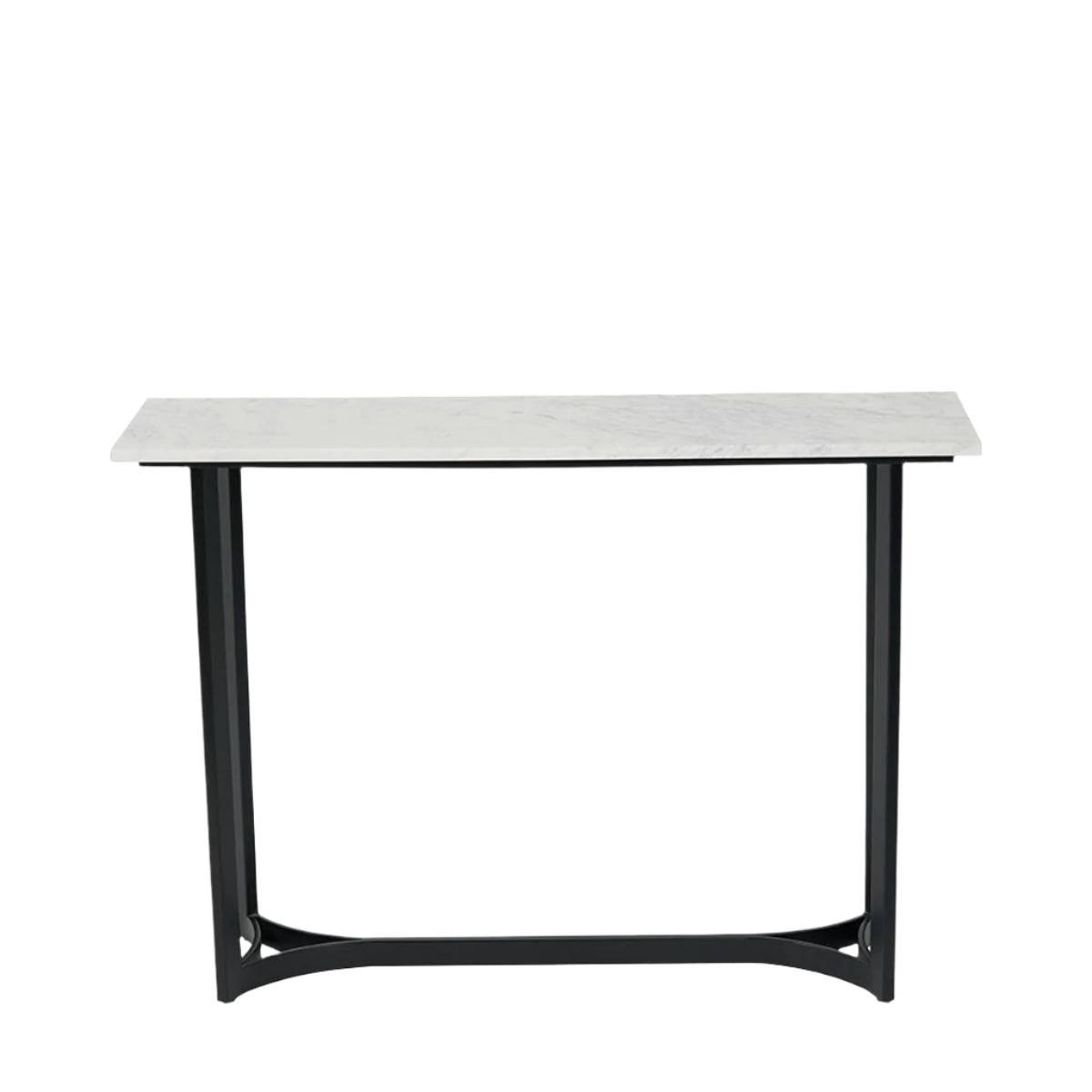 Hendrick White Marble and Black Metal Console Table Nicholas John Interiors
