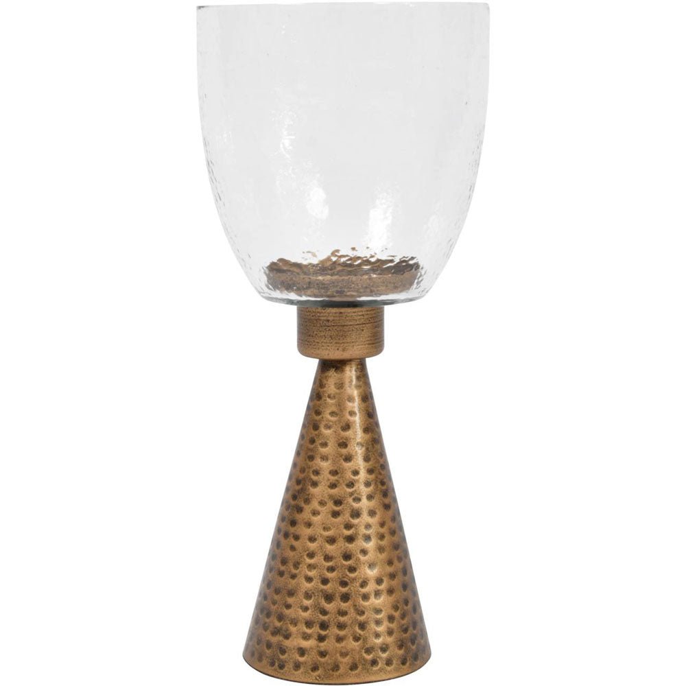 Hurricane Hammered Iron Glass Table Candle