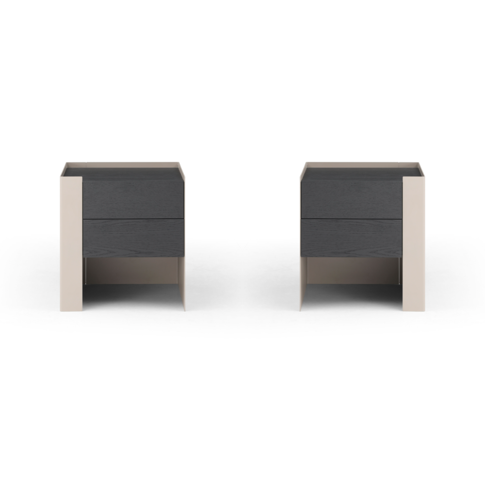Tommy Franks Tunica Bedside Table - Taupe - Pair   Nicholas John Interiors