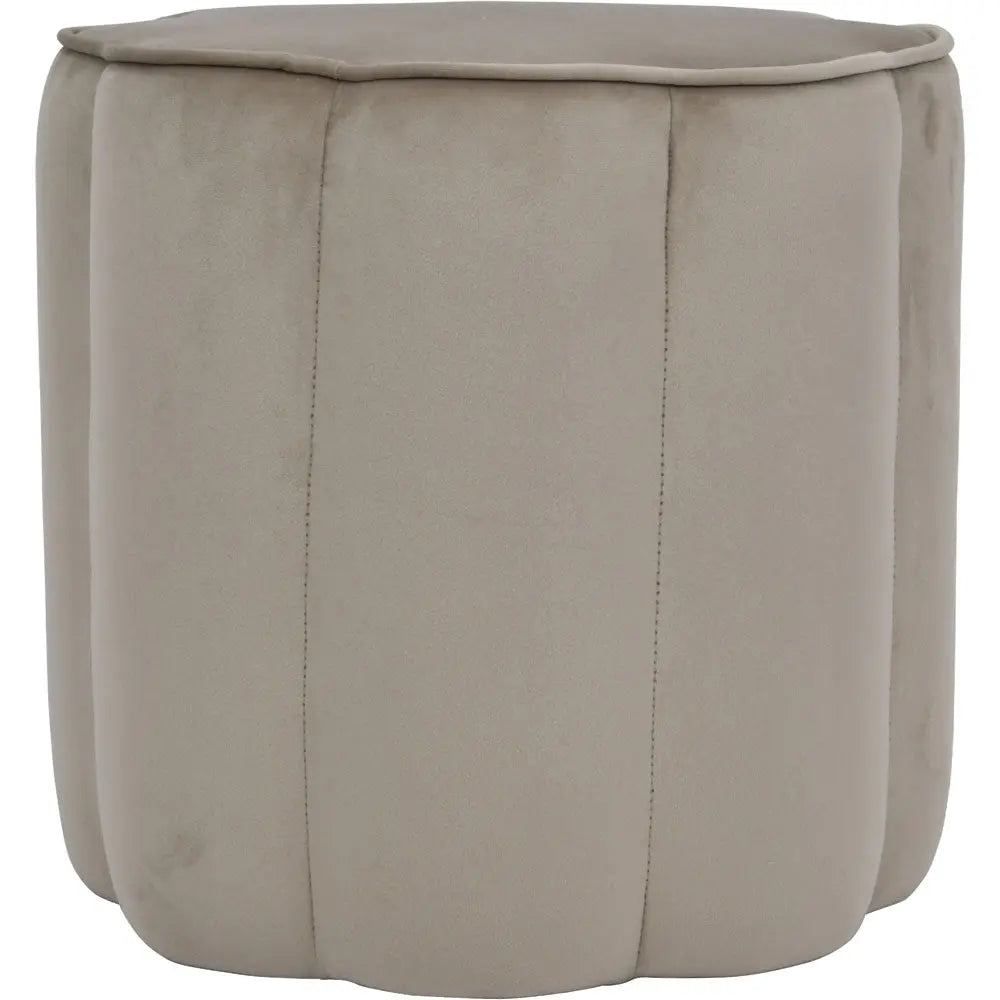 Inara Scallop Footstool in Smokey Taupe Velvet
