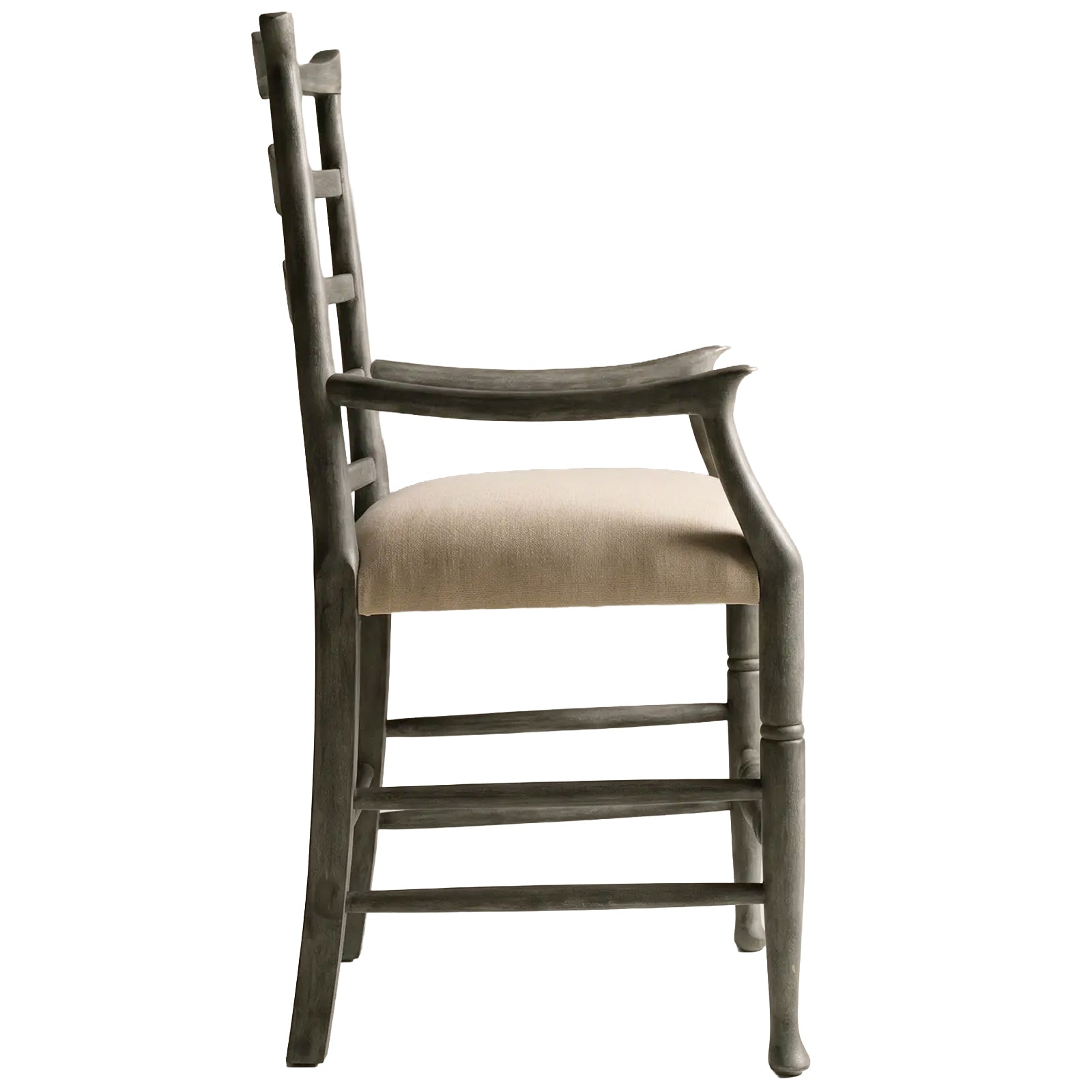 Jonathan Charles Casual Ladder Back Arm Chair in Mazo - Antique Dark grey
