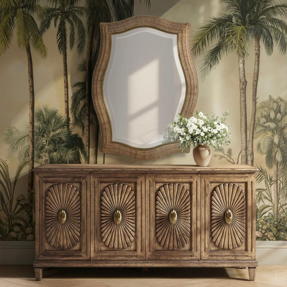 Jonathan Charles Palm Court Haven Rattan Wall Mirror