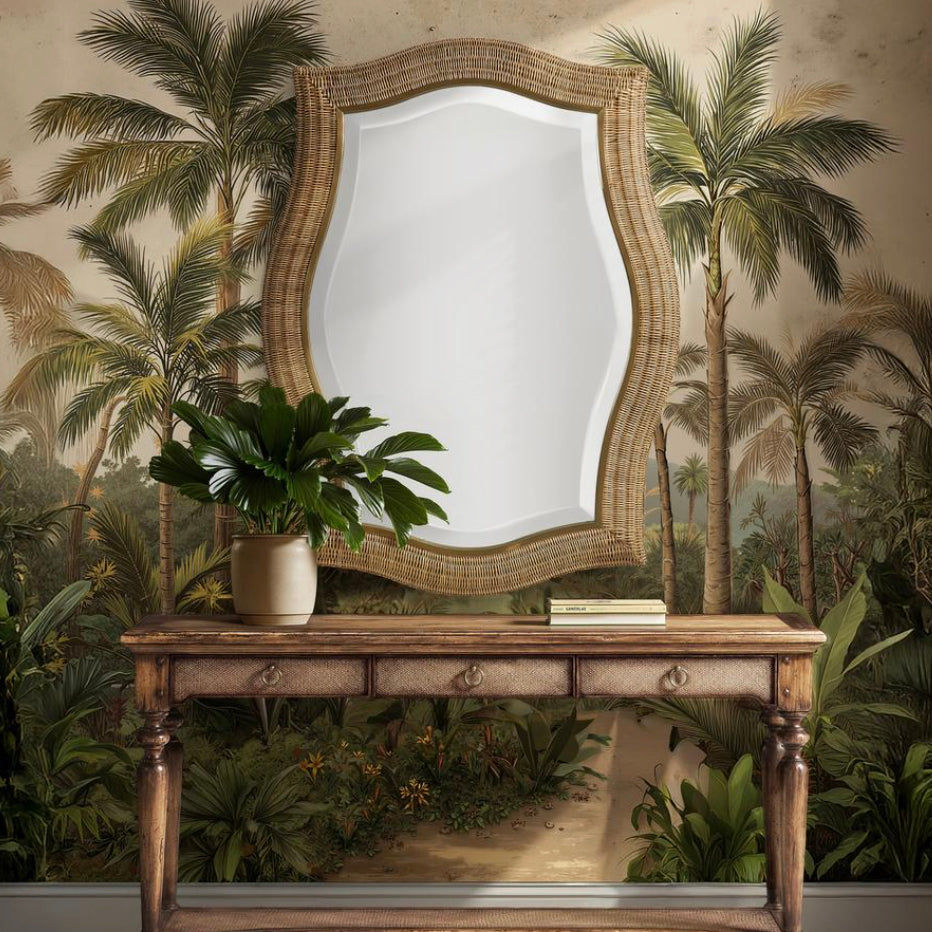 Jonathan Charles Palm Court Haven Rattan Wall Mirror