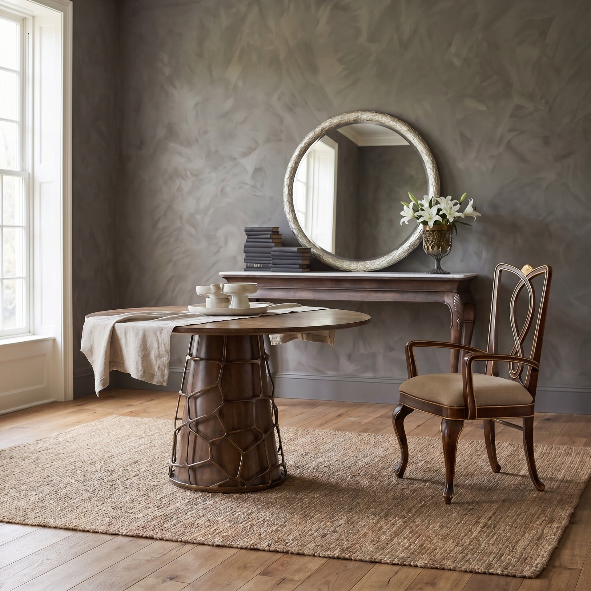 Jonathan Charles Dining Chair with Arm Biedermeier in Mahogany - Shambala