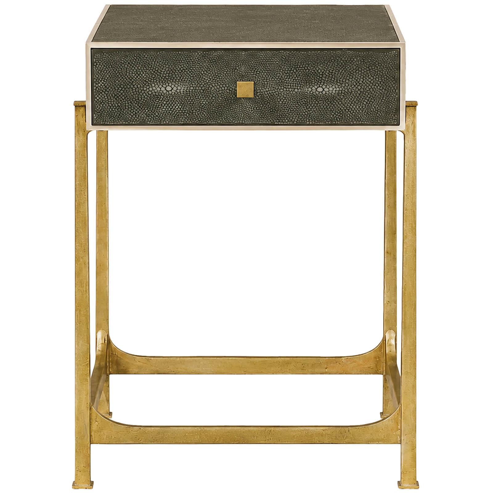 Jonathan Charles Side Table with Drawer Contemporary in Anthracite Shagreen - Gilded