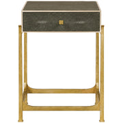 Jonathan Charles Side Table with Drawer Contemporary in Anthracite Shagreen - Gilded