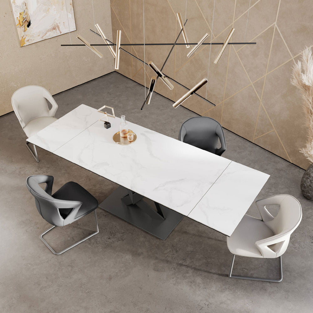 Kaito Gloss White Ceramic Extending Dining Table - 160 - 240cm
