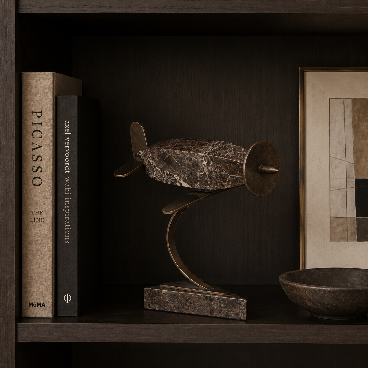 Keiichi Aircraft Form Sculpture in Dark