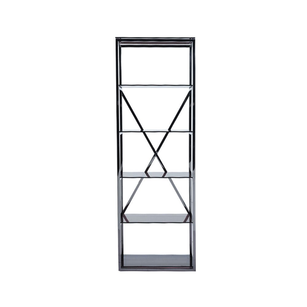 Knox 5 - Tier Grey Gunmetal with Smoke Glass Display Unit Nicholas John Interiors NIYAMA HOME