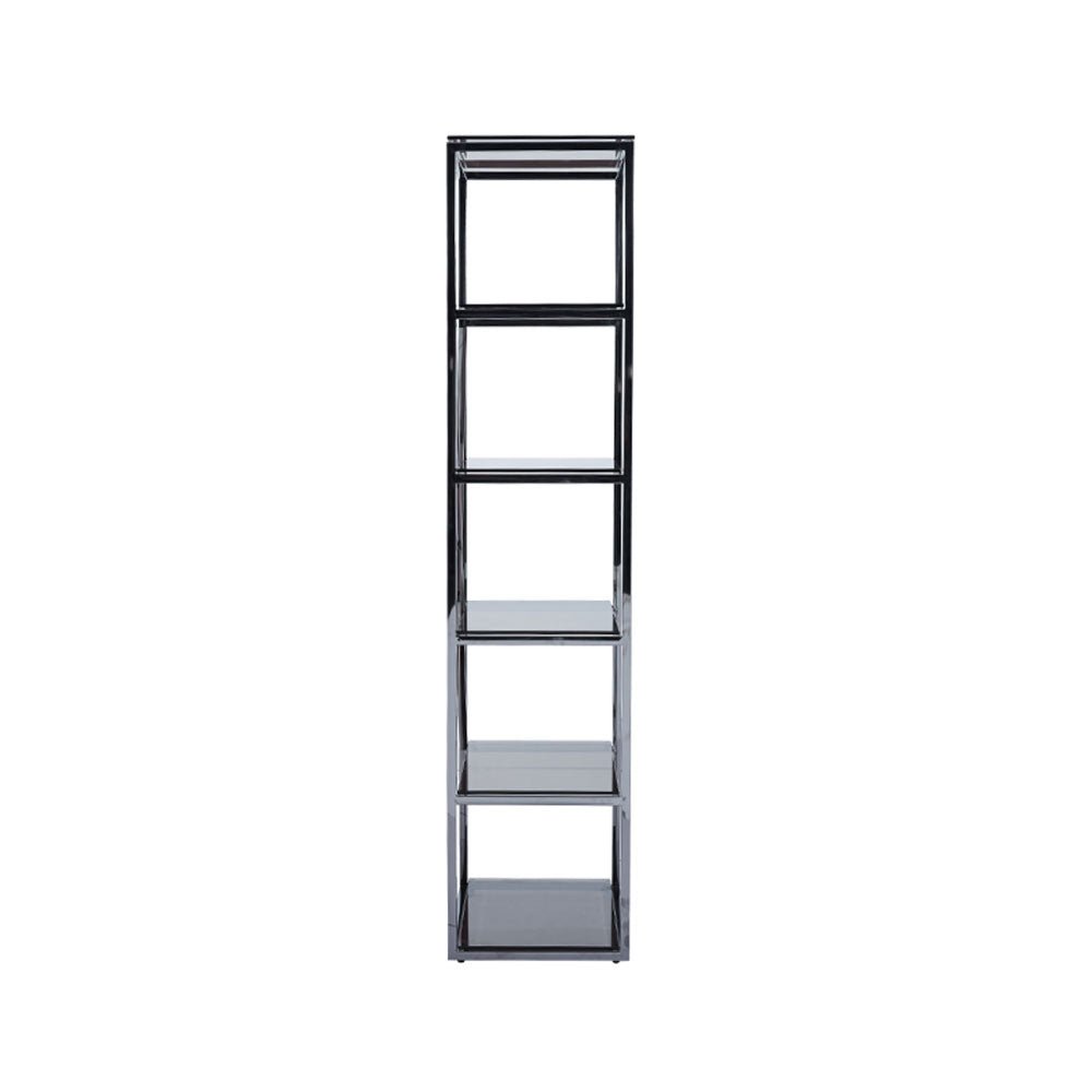 Knox 5 - Tier Grey Gunmetal with Smoke Glass Display Unit Nicholas John Interiors NIYAMA HOME