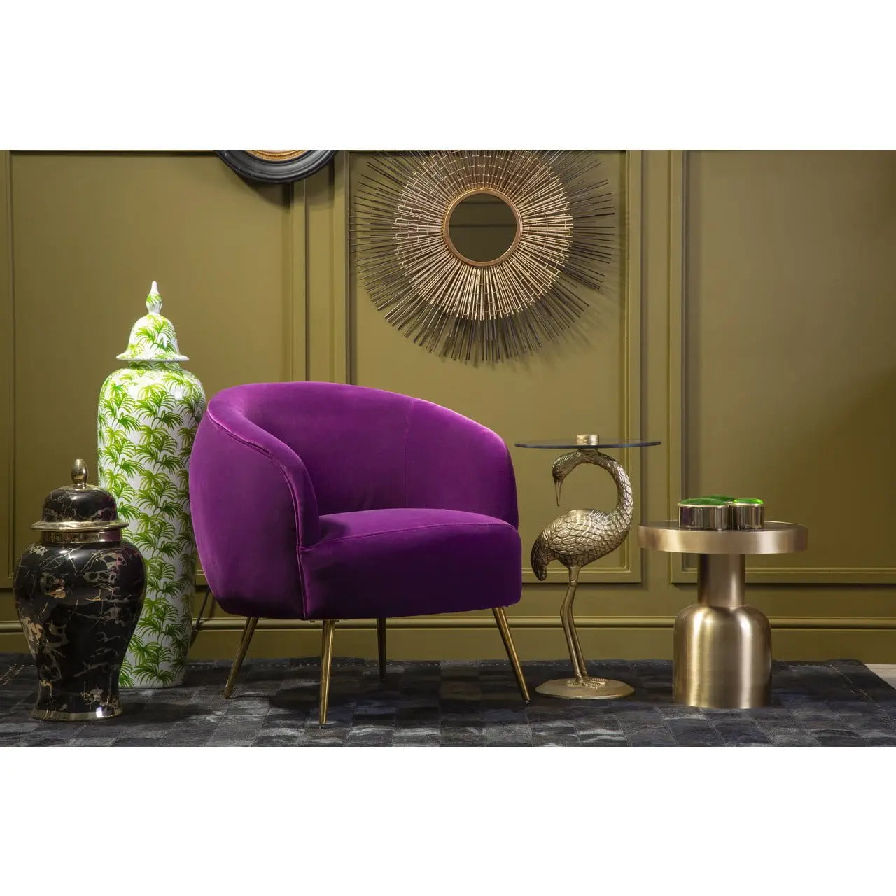 Lalita Purple Velvet Armchair Nicholas John Interiors NJ Living