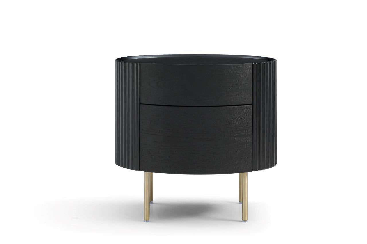 Tommy Franks Lantine Bedside Table - Black Oak & Brass
