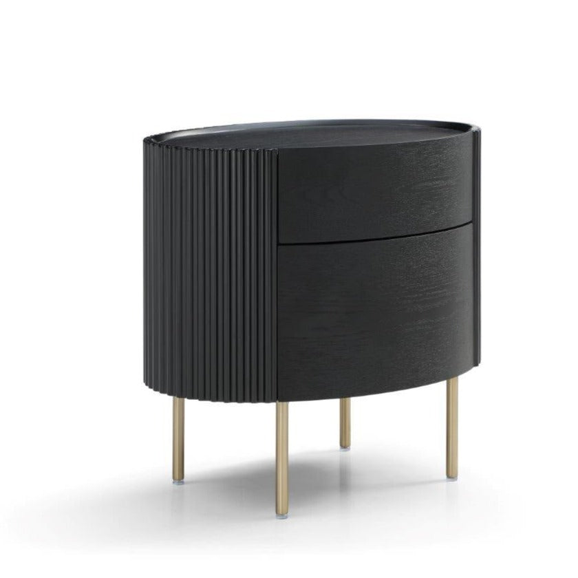 Tommy Franks Lantine Bedside Table - Black Oak & Brass