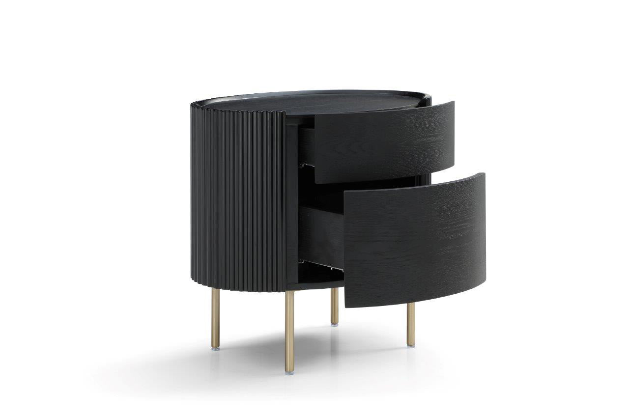 Tommy Franks Lantine Bedside Table - Black Oak & Brass