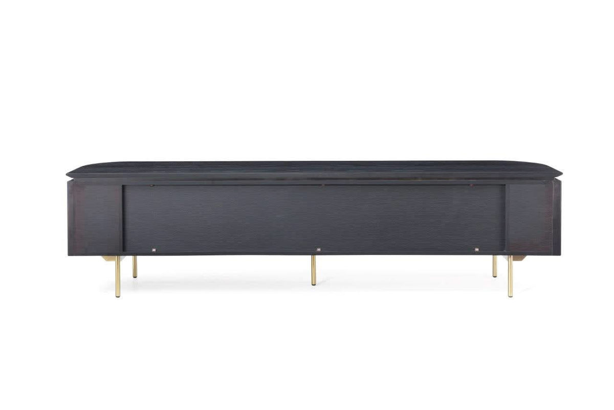 Tommy Franks Lantine TV Unit - Black Oak & Brass   Nicholas John Interiors