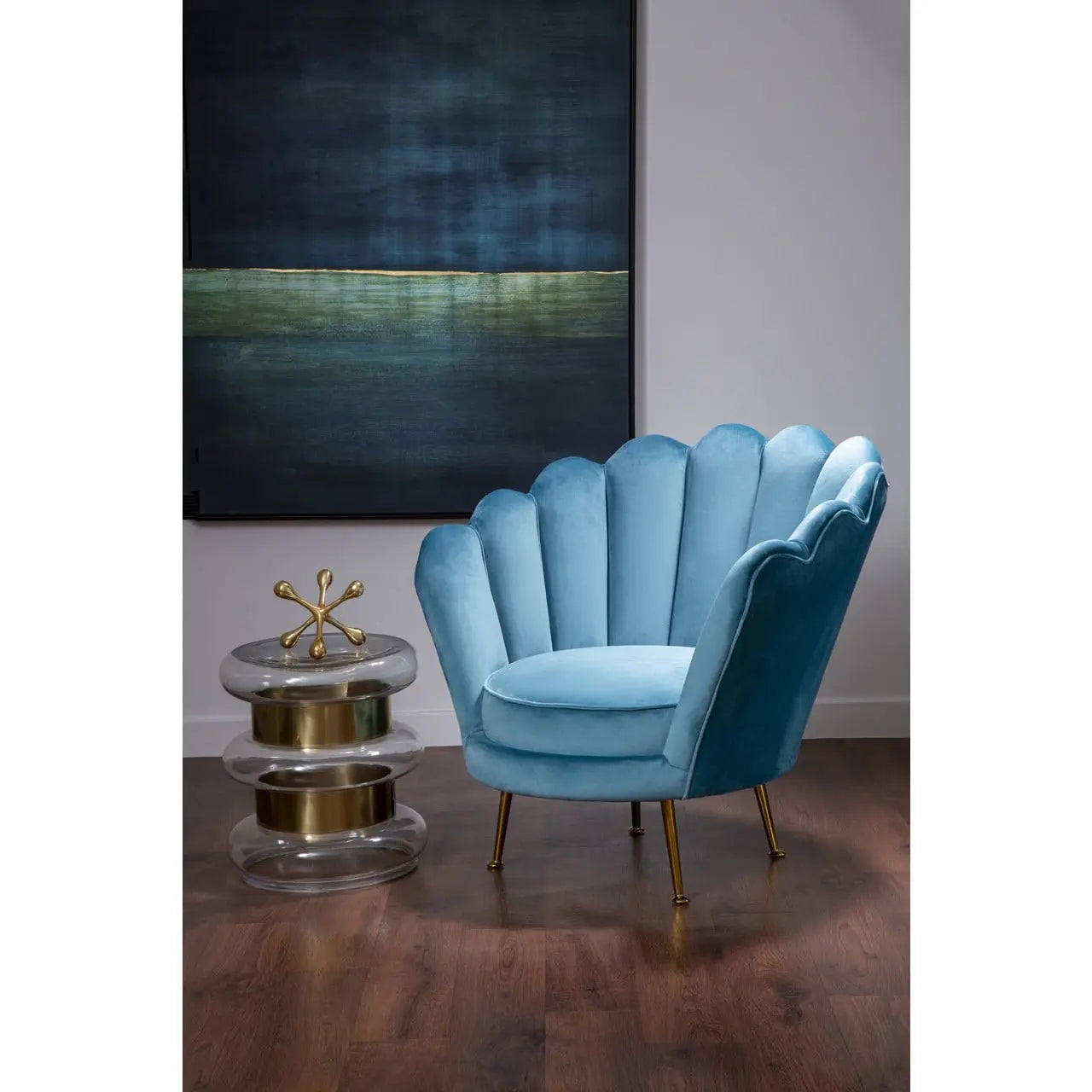 Lara Blue Scalloped Chair Nicholas John Interiors NJ Living