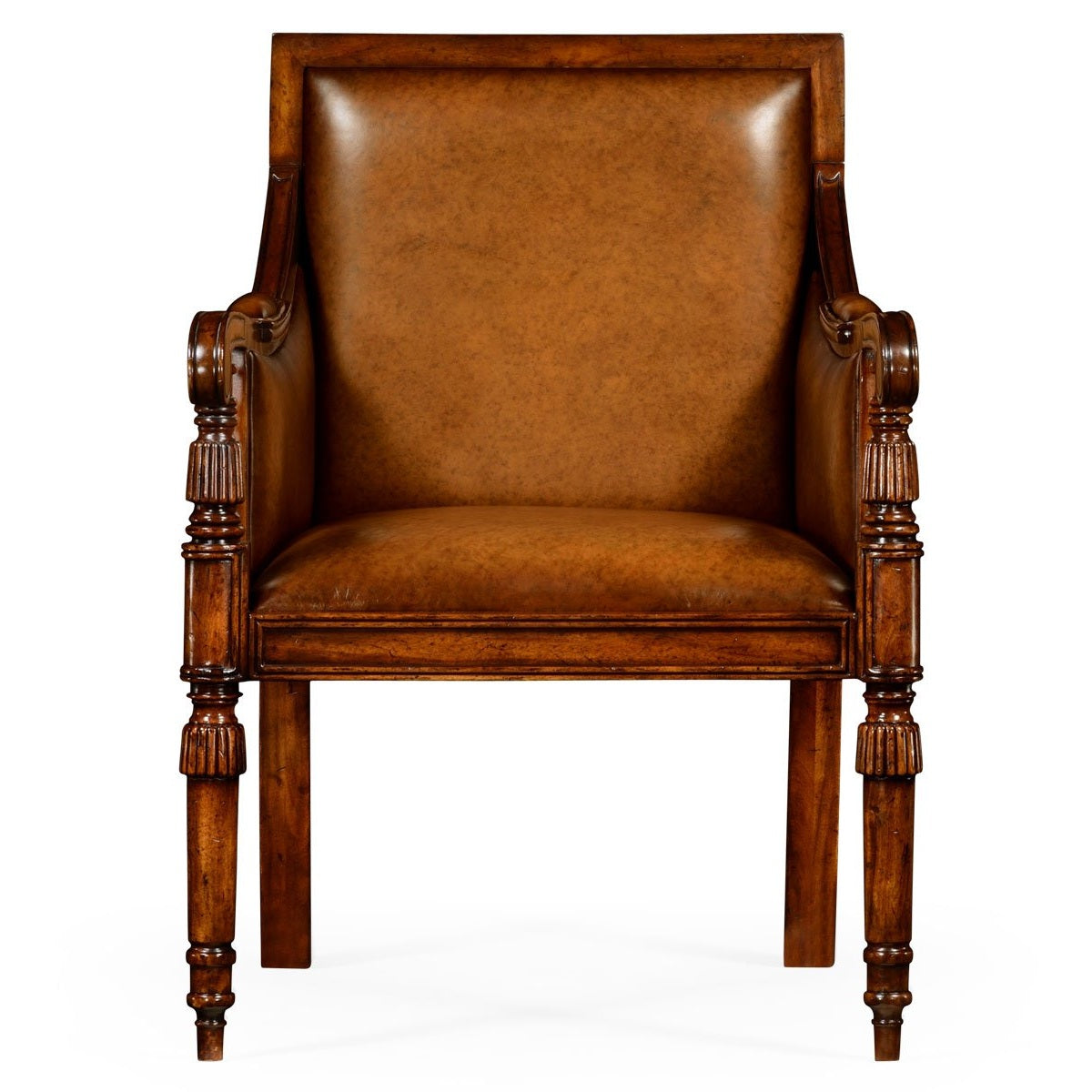 Jonathan Charles Bergere Occasional Chair in Chestnut Leather