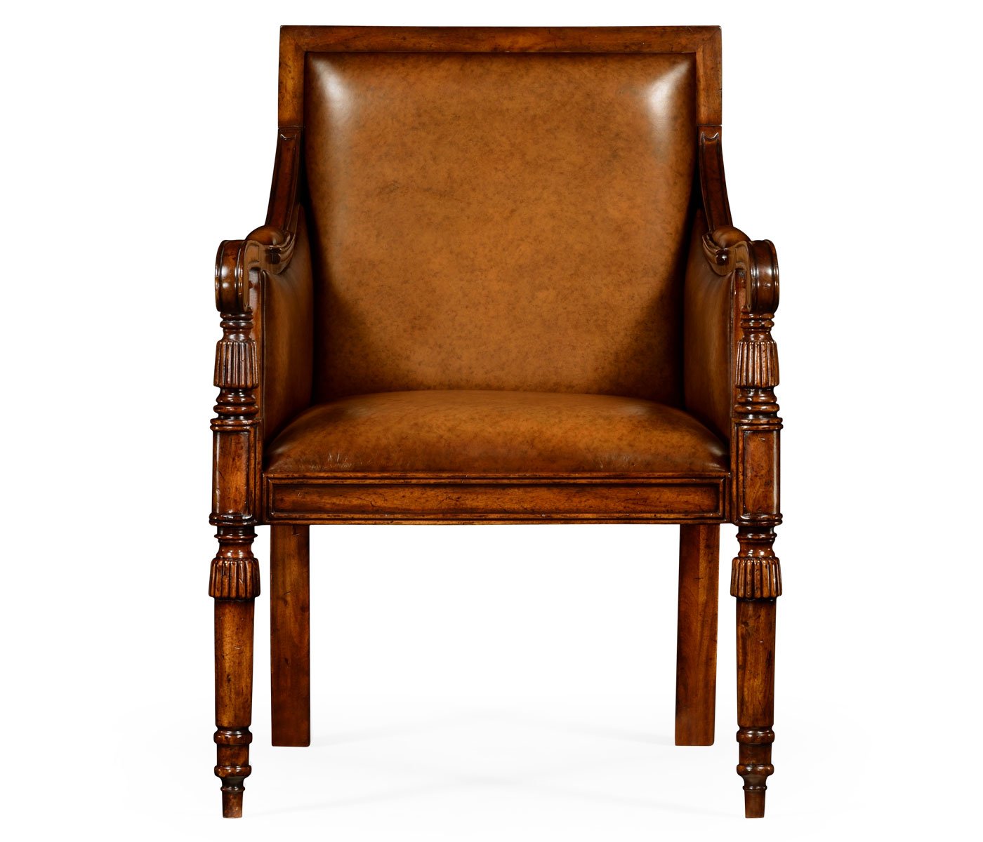 Jonathan Charles Bergere Occasional Chair in Chestnut Leather