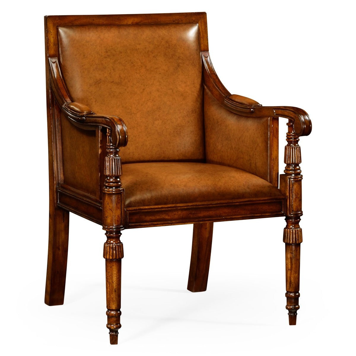 Jonathan Charles Bergere Occasional Chair in Chestnut Leather