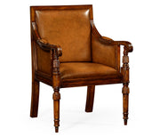 Jonathan Charles Bergere Occasional Chair in Chestnut Leather