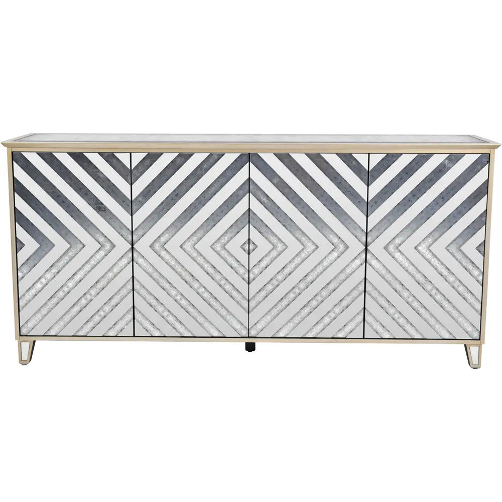Lennox Four Door Antique Mirrored Sideboard Sideboard