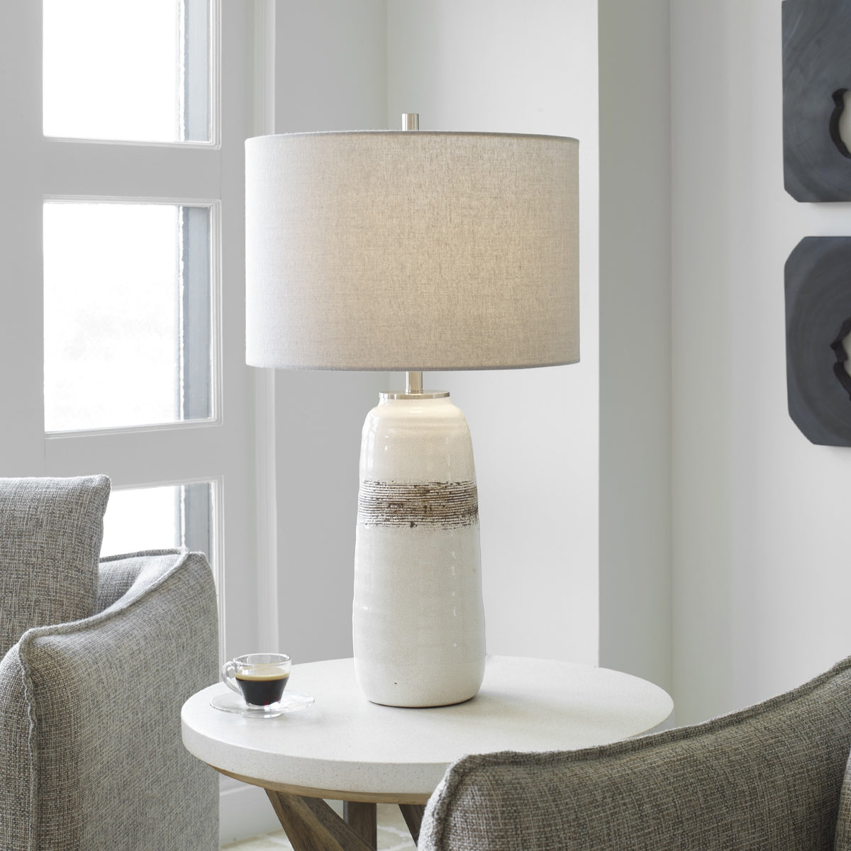 Uttermost Comanche White Crackle Table Lamp
