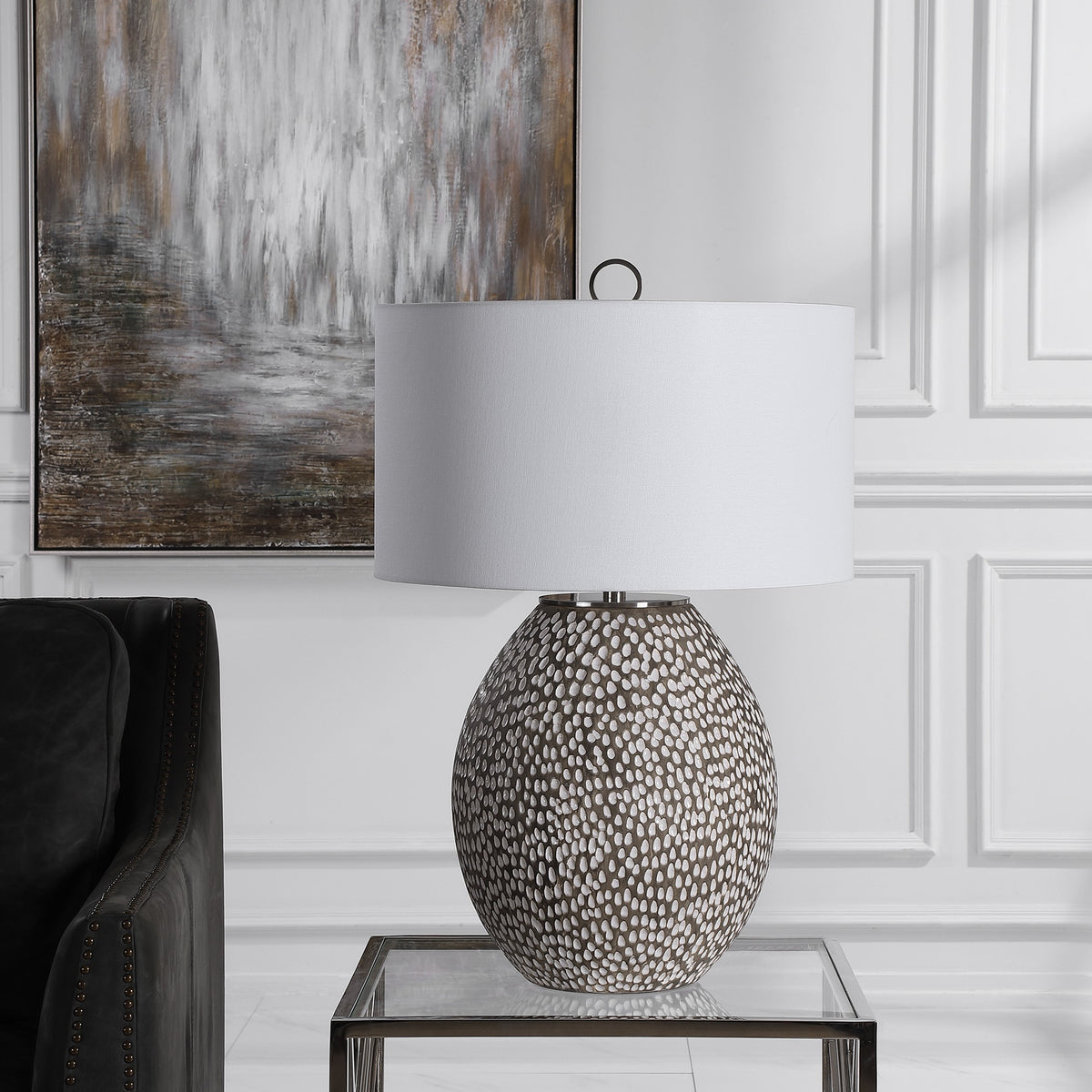 Uttermost Cyprien Grey White Table Lamp