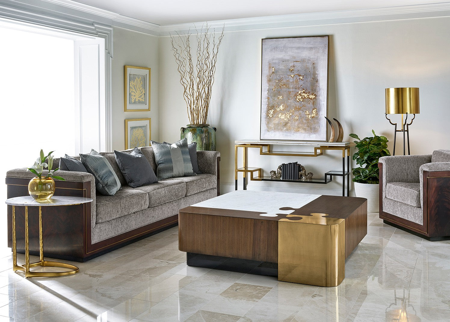 Jonathan Charles Square Coffee Table Puzzle