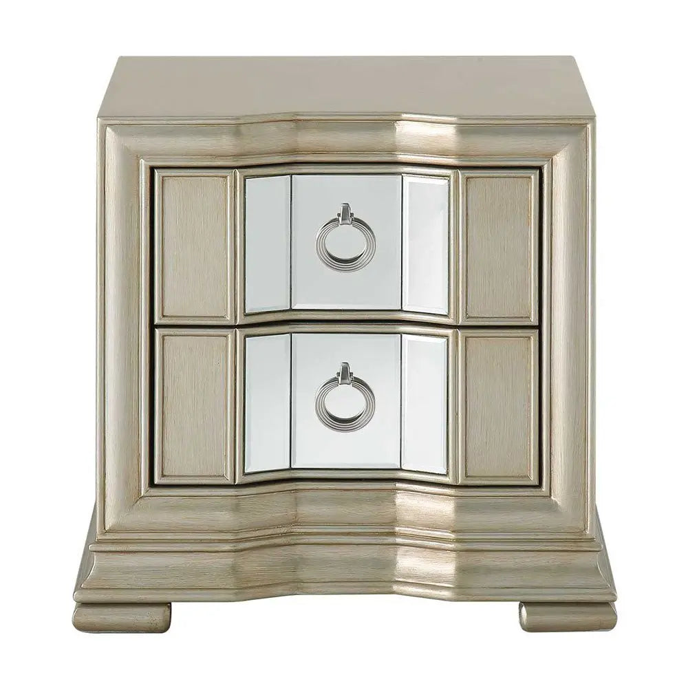 Lucarna 2 Drawer Mirror Bedside Cabinet - Champagne Bedside Table