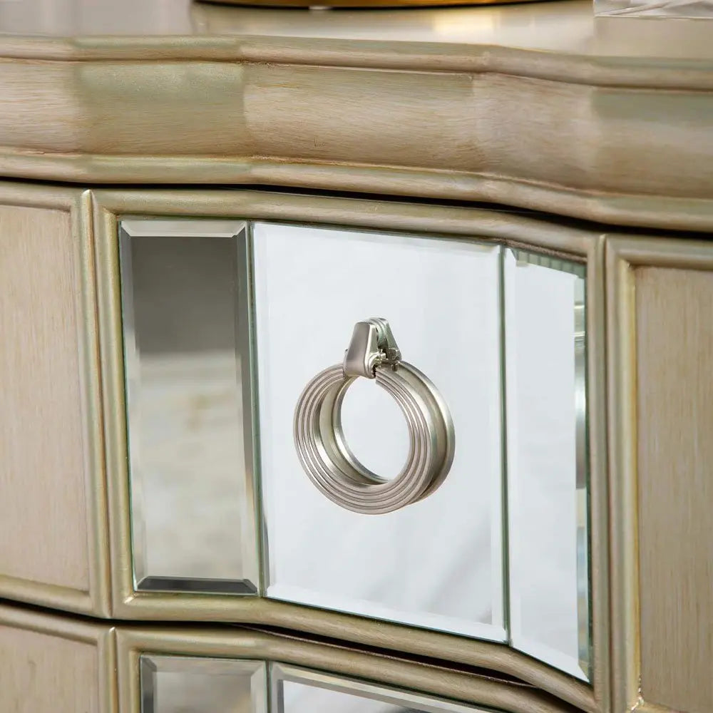 Lucarna 2 Drawer Mirror Bedside Cabinet - Champagne Bedside Table