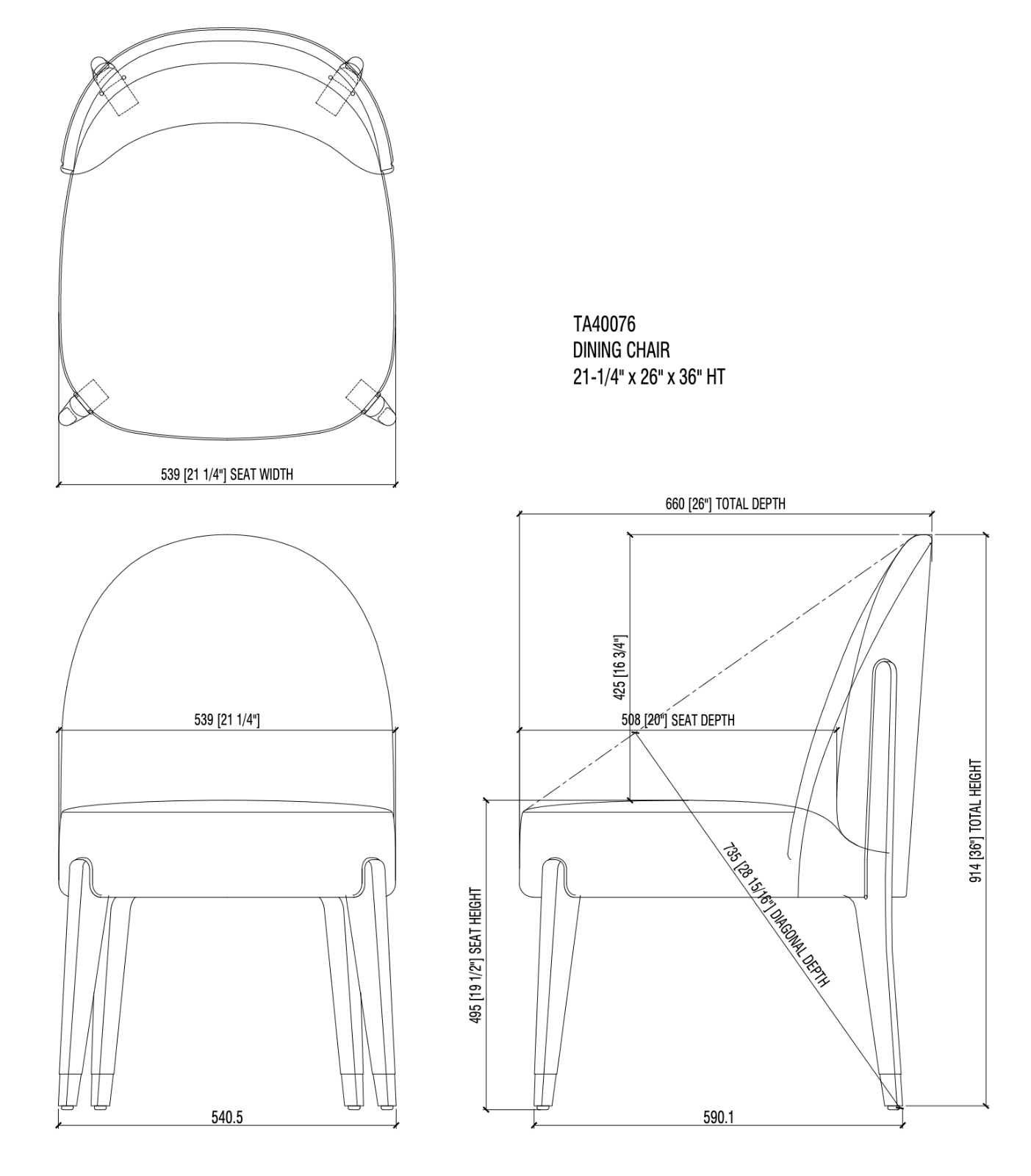 Theodore Alexander II Luna Dining Side Chair in Dark