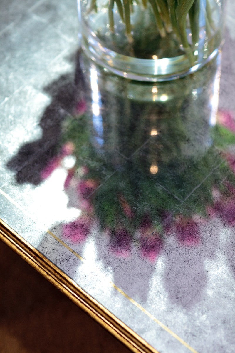 Jonathan Charles Coffee Table Hourglass in Eglomise - Gilded