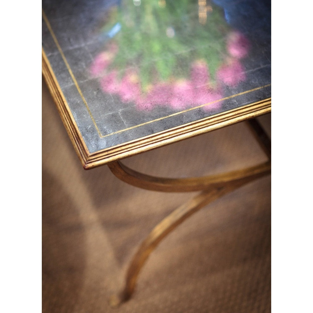 Jonathan Charles Coffee Table Hourglass in Eglomise - Gilded