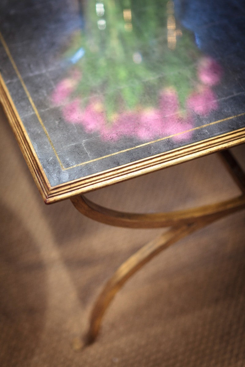 Jonathan Charles Coffee Table Hourglass in Eglomise - Gilded