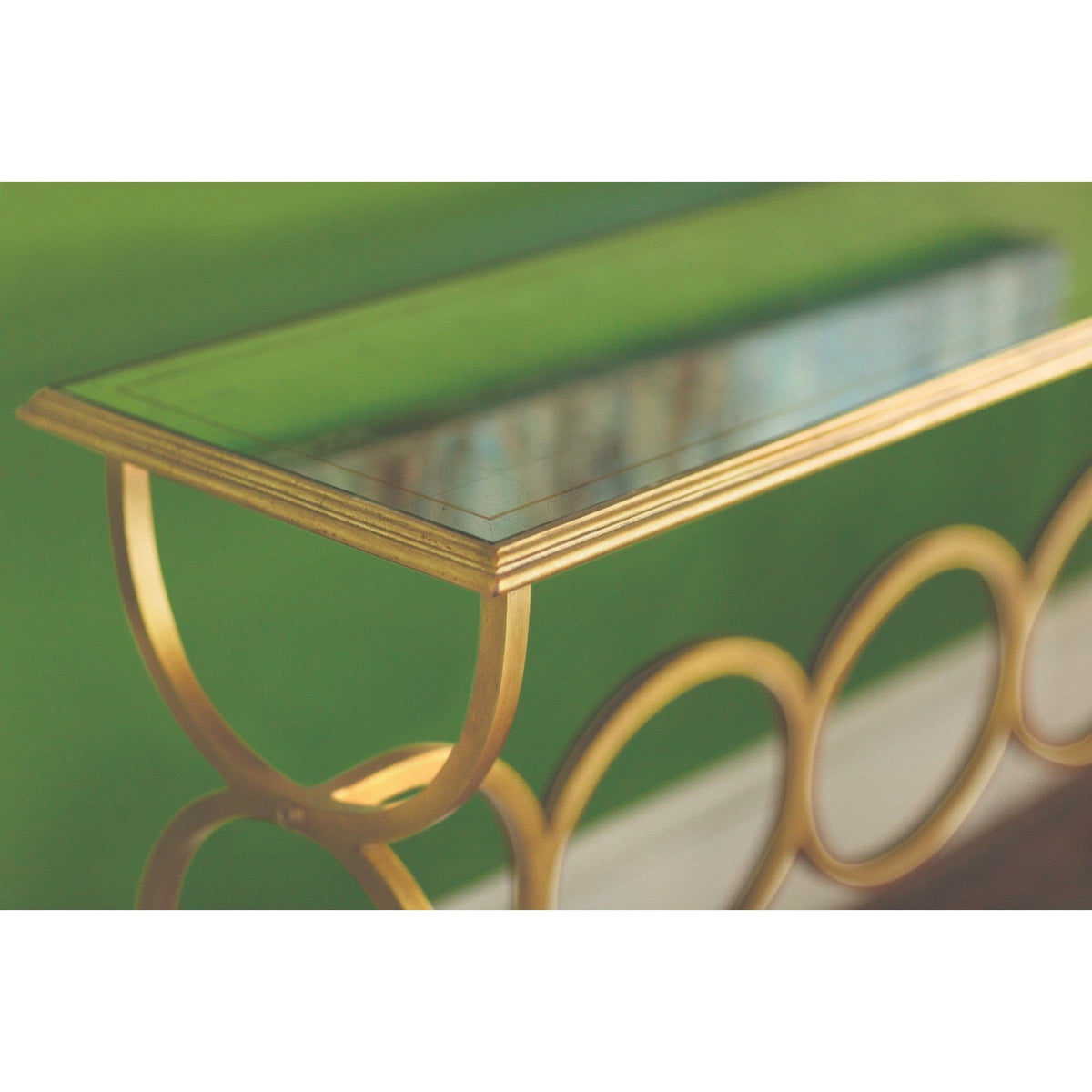 Jonathan Charles Circles Console Table in Gilded Iron