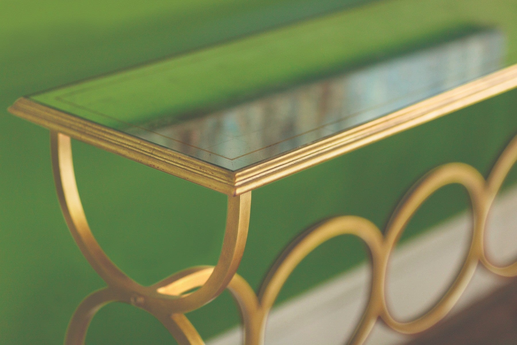Jonathan Charles Circles Console Table in Gilded Iron