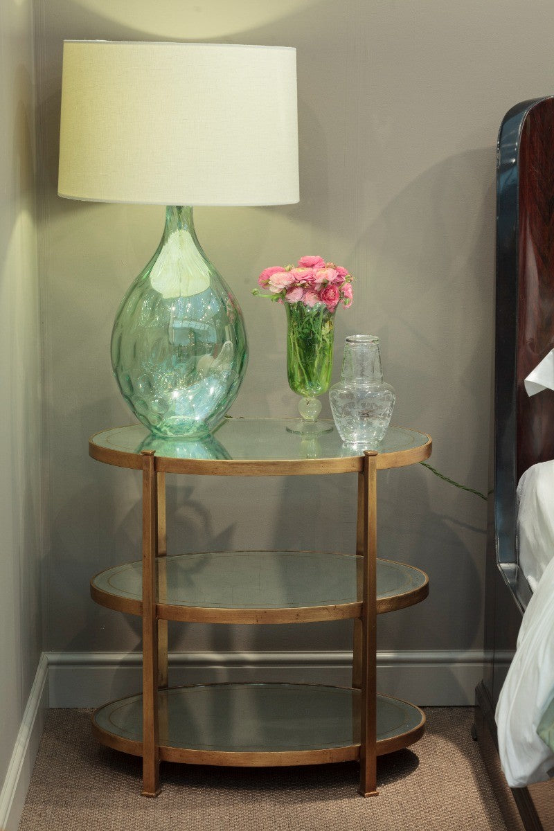 Jonathan Charles Small Oval Side Table Contemporary Three-Tier - Gilded