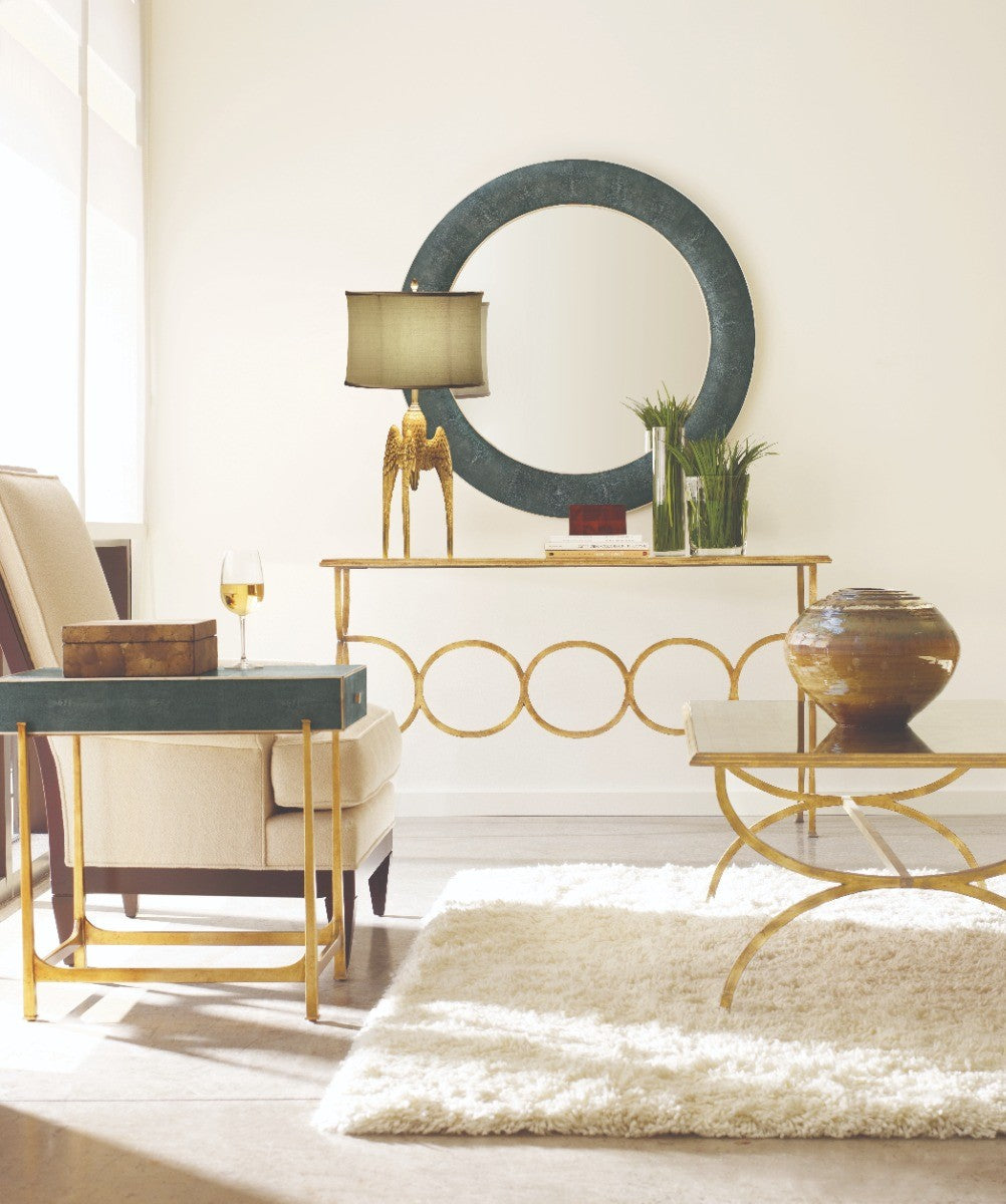 Jonathan Charles Side Table with Drawer Contemporary in Anthracite Shagreen - Gilded