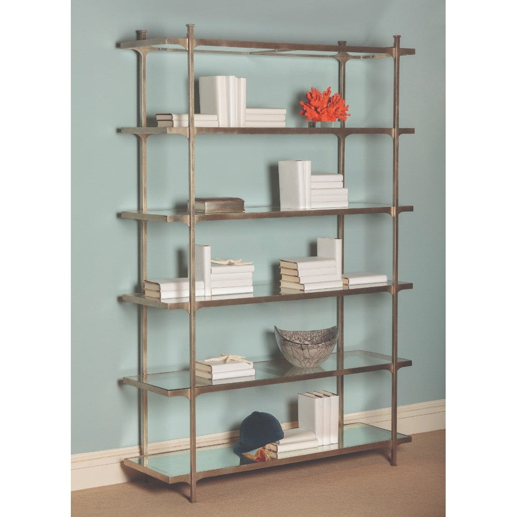 Jonathan Charles Wide Etagere Contemporary Six-Tier - Silver