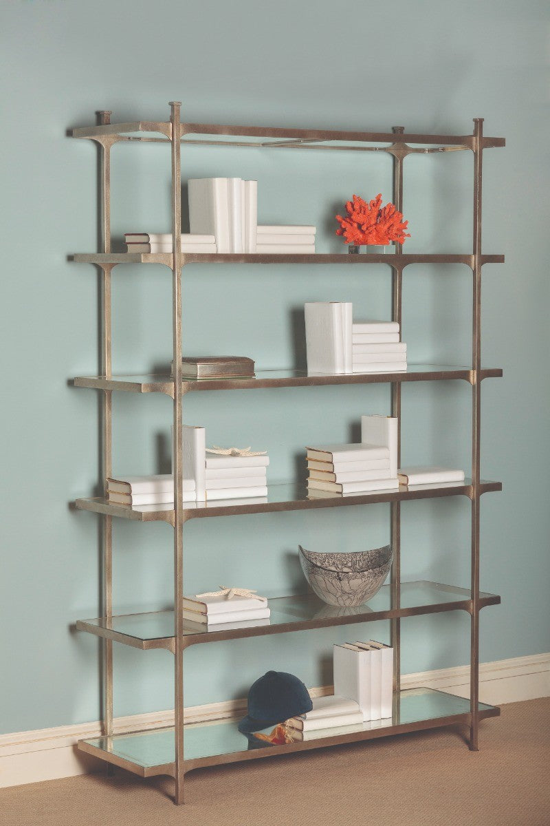 Jonathan Charles Wide Etagere Contemporary Six-Tier - Silver
