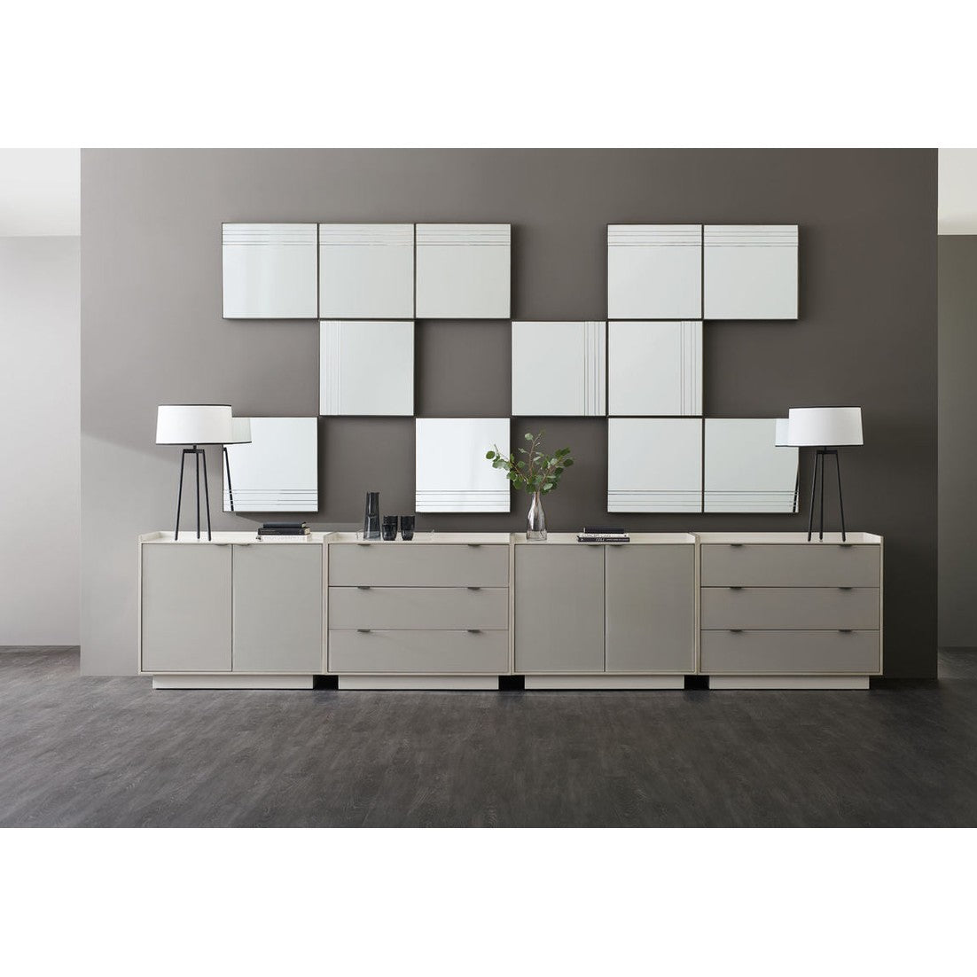 Caracole Repetition Square Mirror in London Fog
