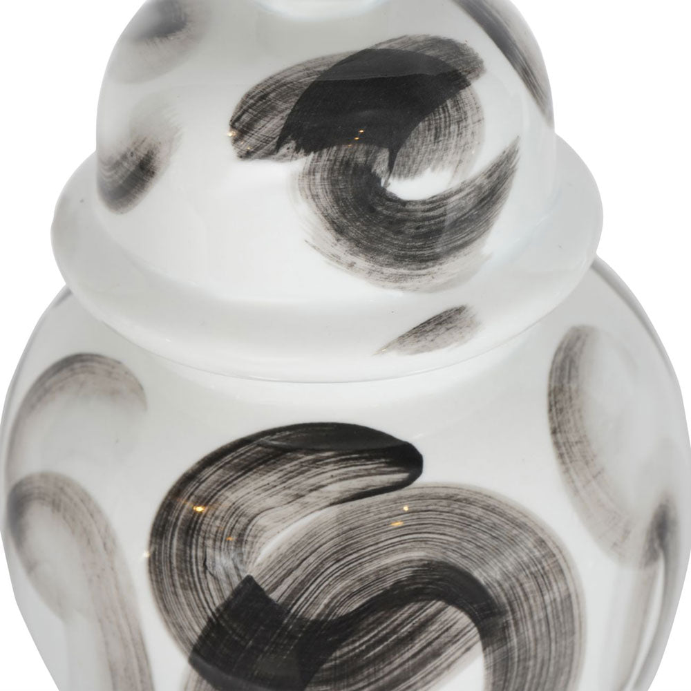 Mabel Monochrome Brush Swirl Small Ginger Jar
