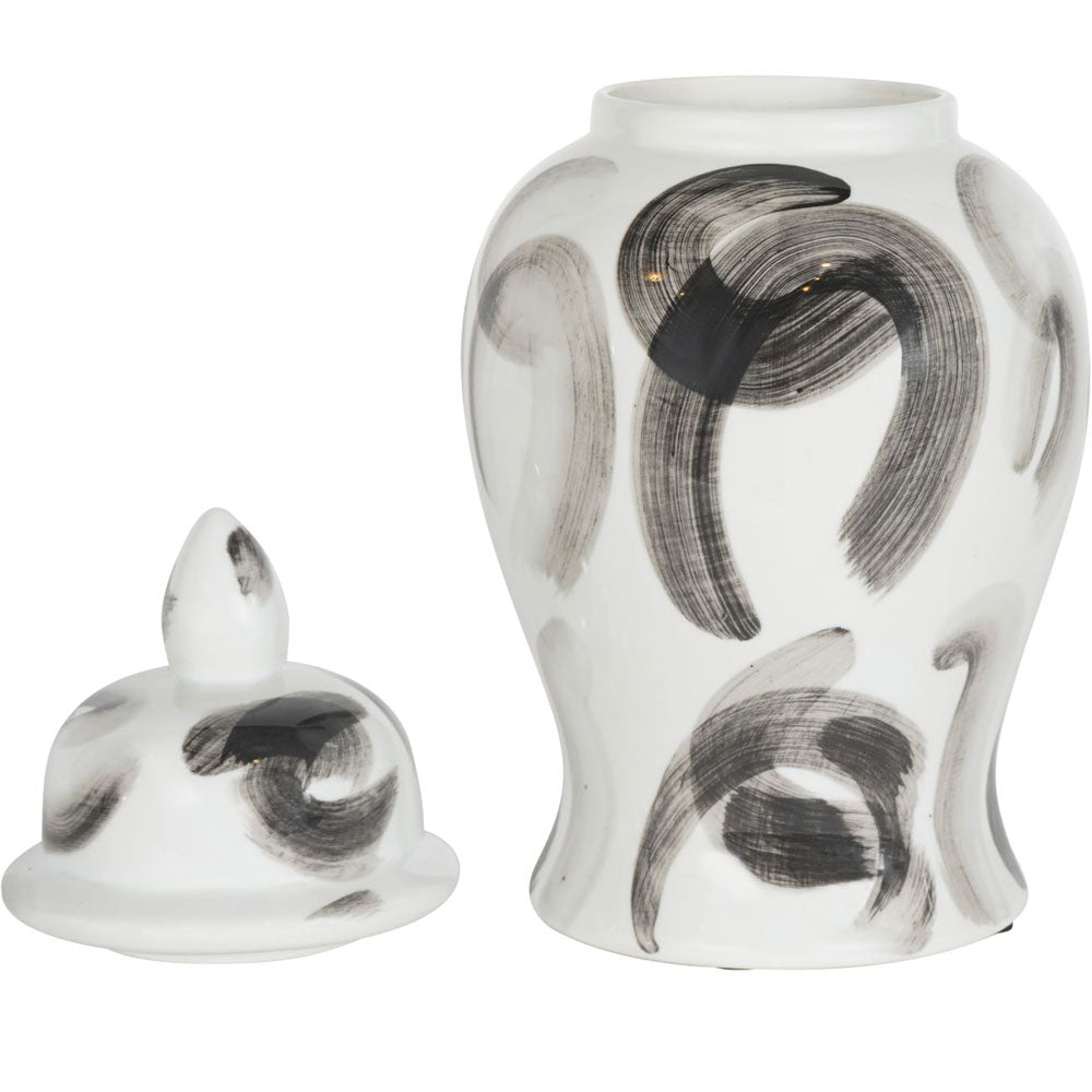 Mabel Monochrome Brush Swirl Small Ginger Jar
