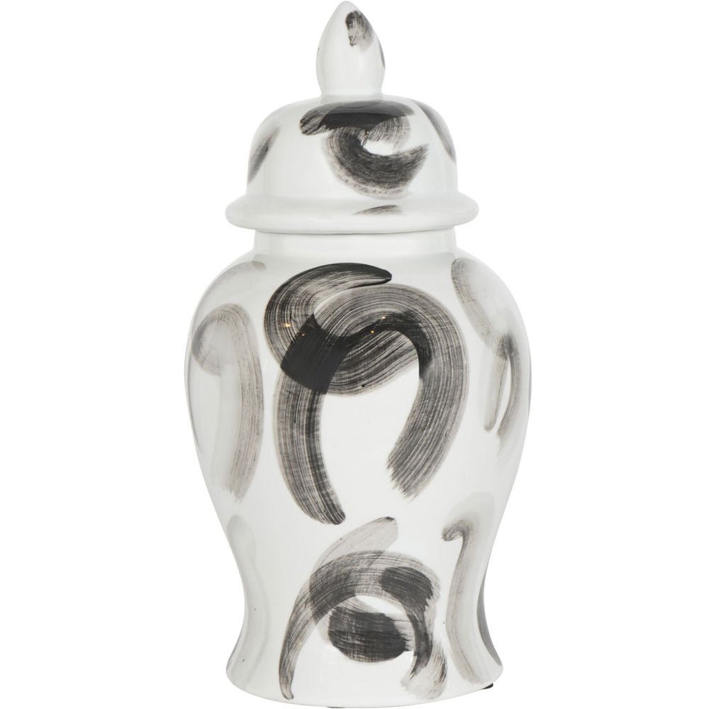 Mabel Monochrome Brush Swirl Small Ginger Jar