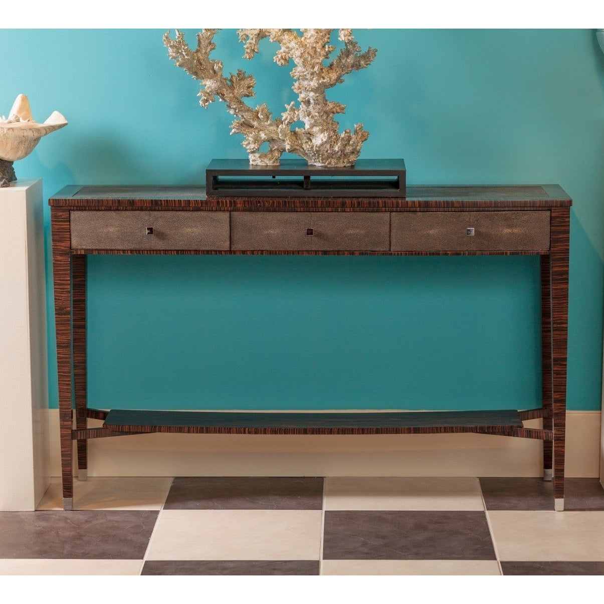 Jonathan Charles Shagreen Console Table with Drawers
