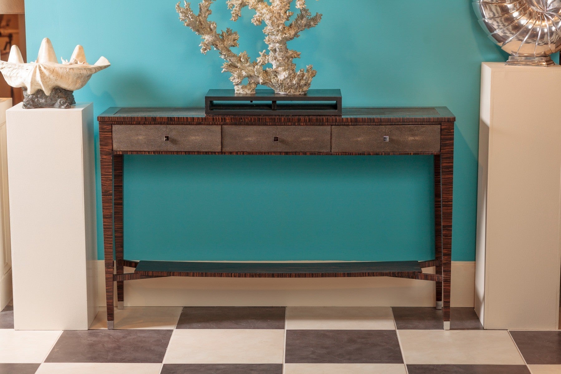Jonathan Charles Shagreen Console Table with Drawers