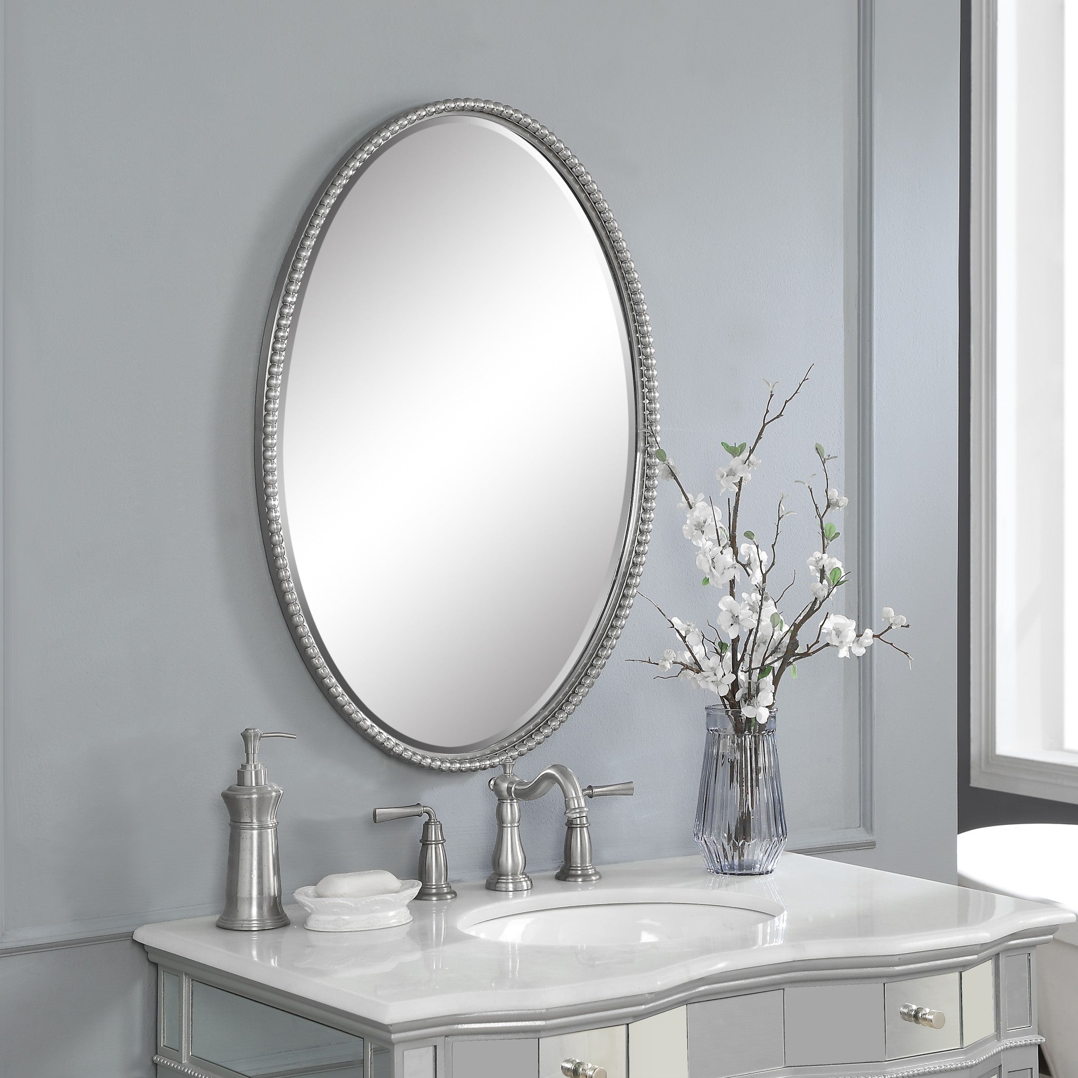 Uttermost Sherise Oval Mirror in Brushed Nickel