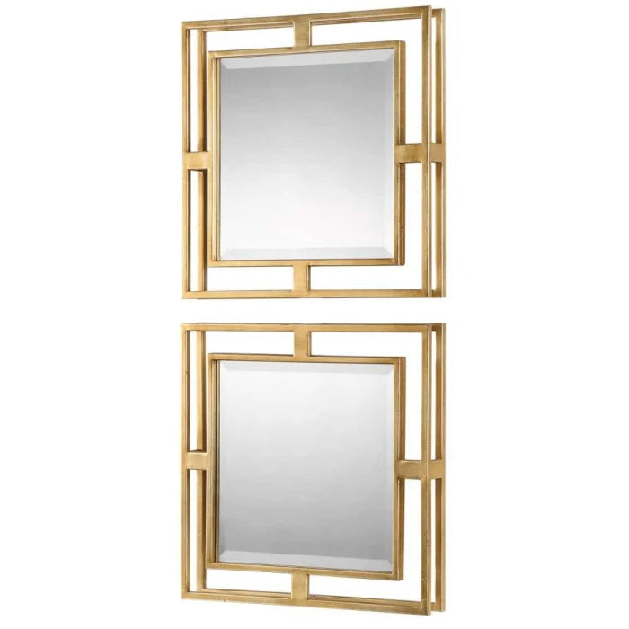 Uttermost Allick Square Mirrors in Gold - Set of 2